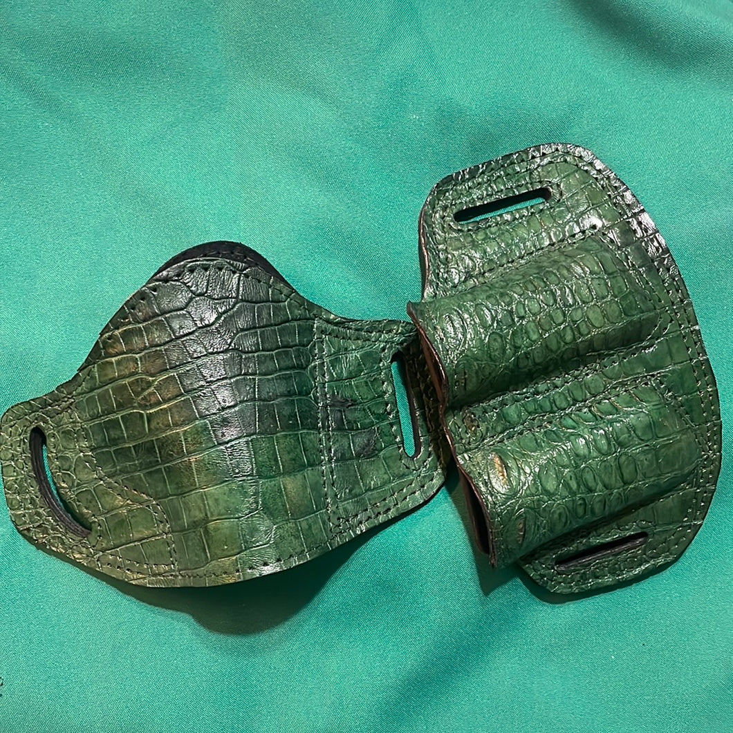 Alligator holster and magazine holder set